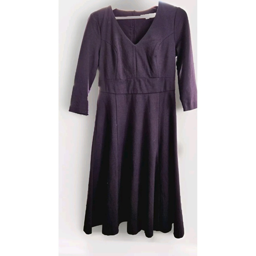 Boden Women's Dress Sz 6L Fit Flare A-line Jersey Knit‎ V-Neck Career Minimalist